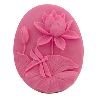 Moule à savon en silicone design ovale fleur et libellule