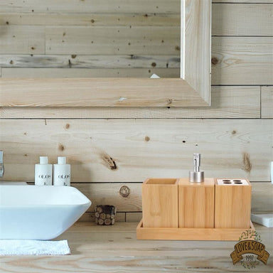 Ensemble d’accessoires de salle bain 4 pièces en bambou