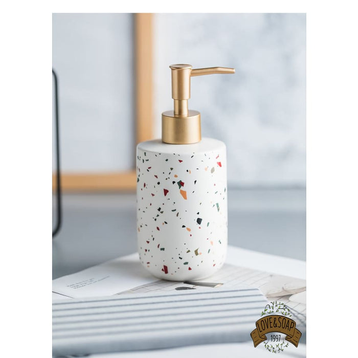 Distributeur de savon en céramique à motif Terrazzo